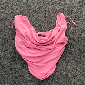 Zara Bright Pink Draped Crop Top